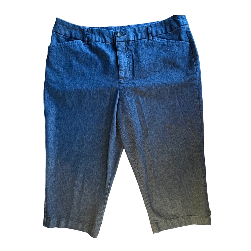 St. Johns Bay Straight Leg Jean Pants Womens 14 Blue Indigo Stretch EUC MidRise